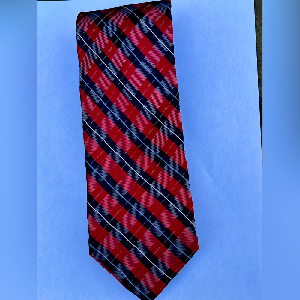 Classic Red and Blue Plaid Tie